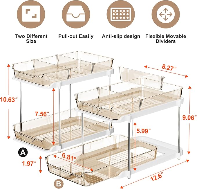 Delamu 2-Tier Multi-Purpose Bathroom Under Sink Organizers and Storage - Image 2