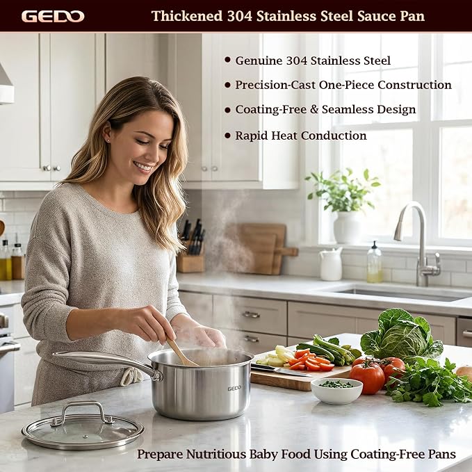 GEDO 3-Ply 304 Stainless Steel Saucepan - Image 2