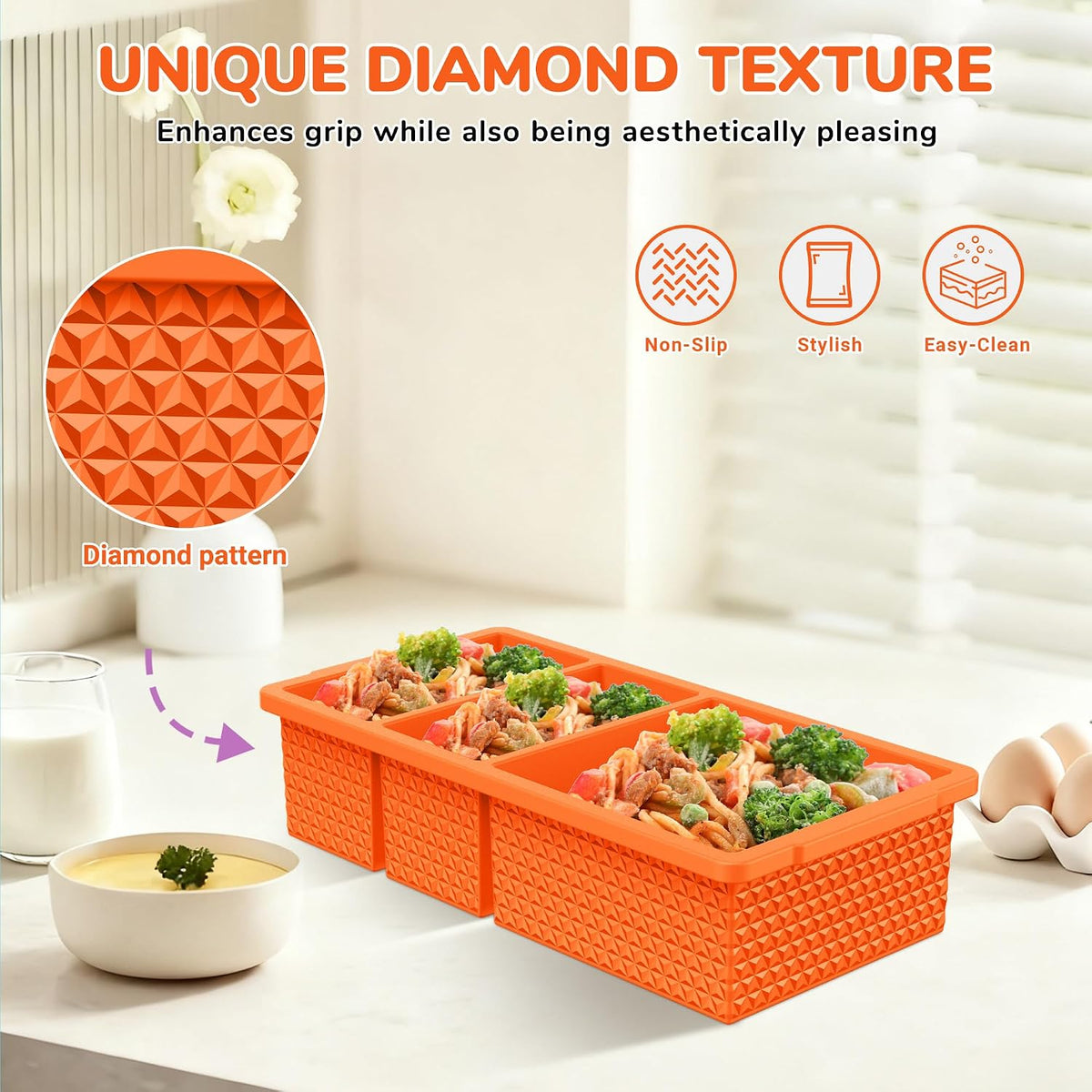 Silicone Freezer Trays with Lid (2-Pack), 1-Cup & 2-Cup Silicone Molds
