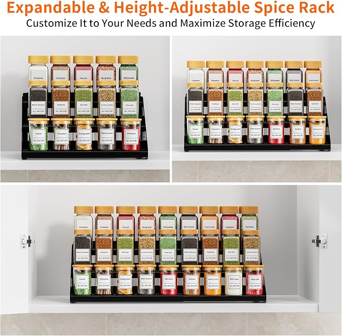 RCHYFEED Spice Rack Organizer for Cabinet, 3 Tier Spice Rack Expandable - Image 4