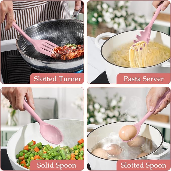 LIANYU Kitchen Silicone Utensils Set, Heat Resistant Kitchen Gadgets Include - Image 5