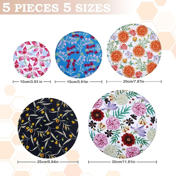 5-Size Reusable Beeswax Bowl Covers - Image 2