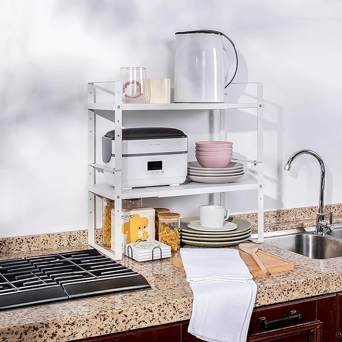 Across-Star Expandable Cabinet Shelf Organizer Rack, Stackable Kitchen Counter - Image 2