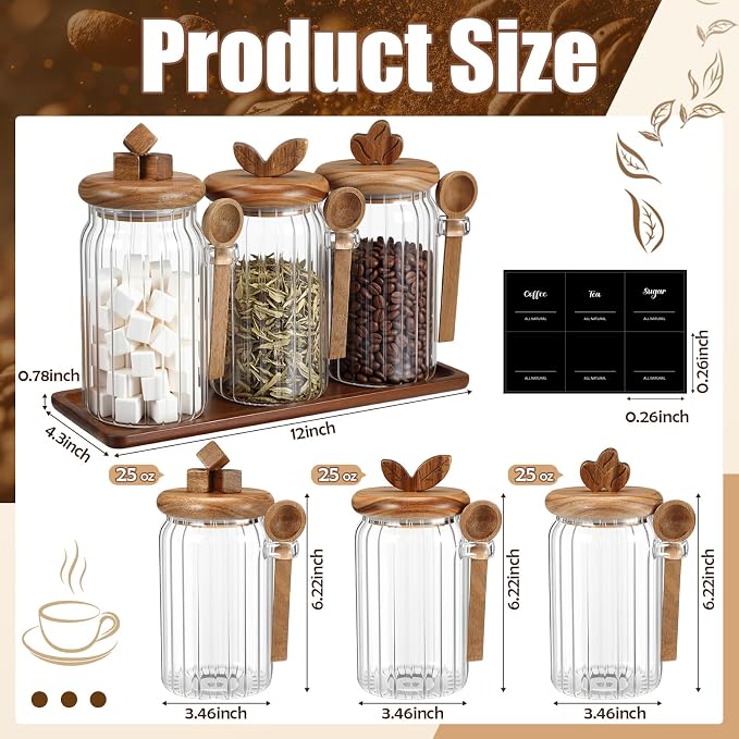 Suclain 3 Pcs Glass Coffee Container - Image 2