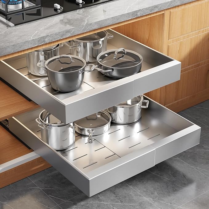 Seinloes 2Pack Expandable Pull Out Cabinet Organizer 21"Deep by Seinloes