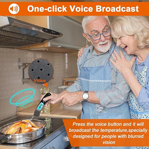 Digital Talking Thermometer for The Blind, Waterproof Instant Read Food - Image 3
