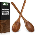 2PCS Wooden Spoons for Cooking, Natural Acacia Wood Cooking Spoons, Large by Unknown