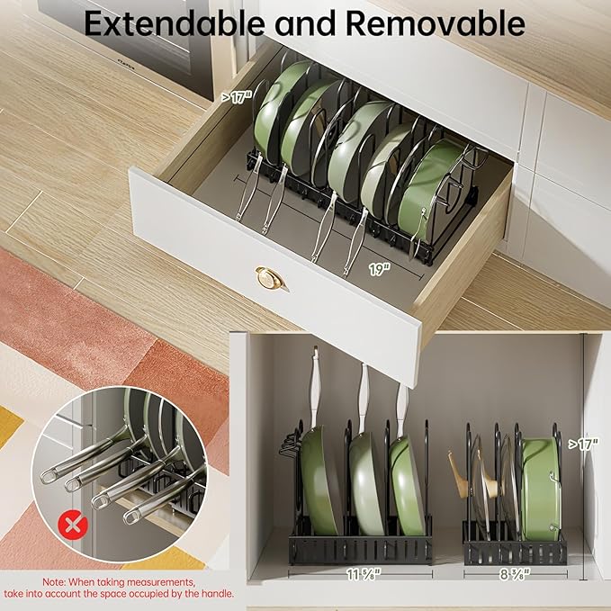 MUDEELA Pots and Pans Organizer Rack under Cabinet 8-Tiers Adjustable Pot Rack - Image 5