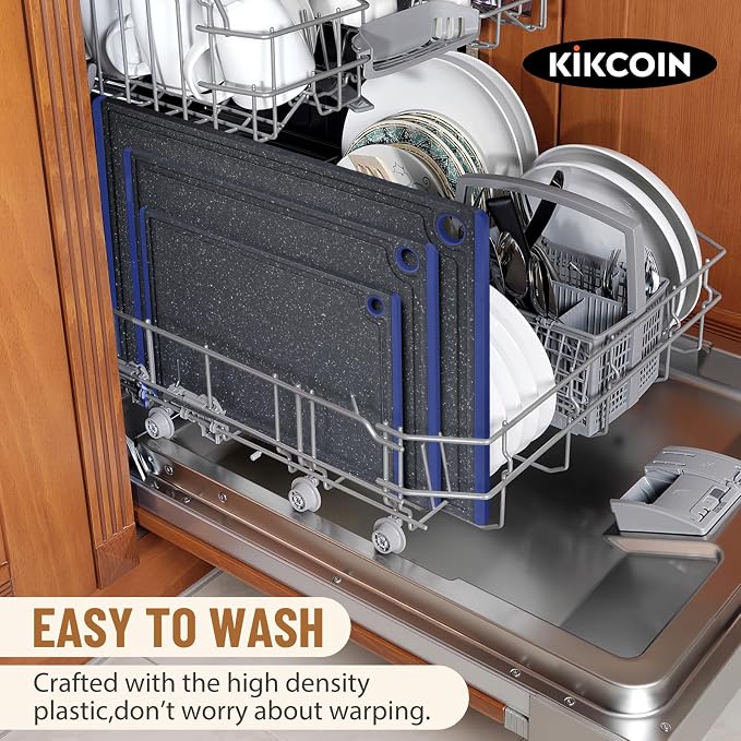 Kikcoin Plastic Cutting Boards for Kitchen, 3-Piece Large Cutting Board Set - Image 6