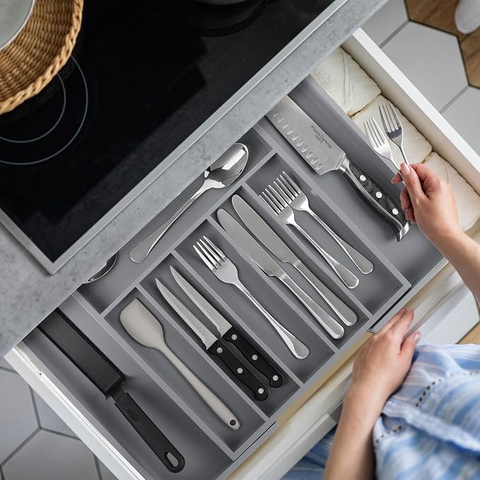 Large Premium Bamboo Silverware Organizer - Image 7