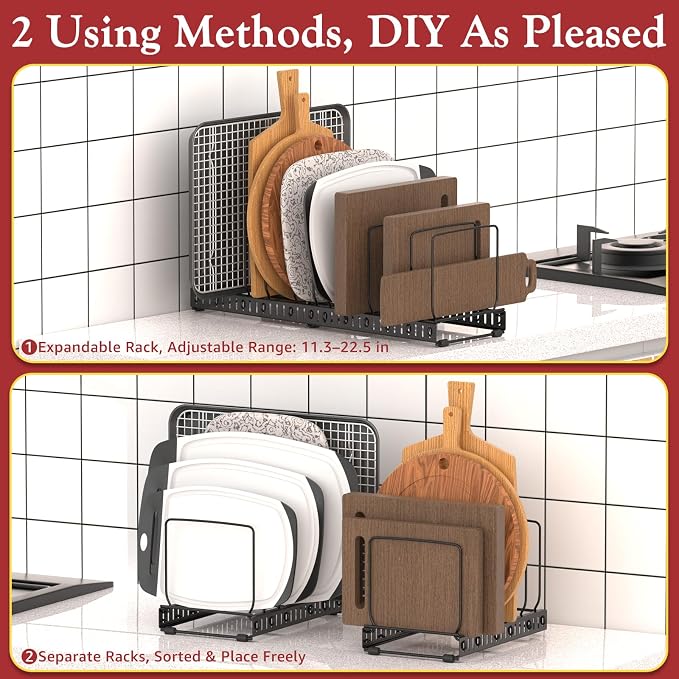 HzTinT 2PACK Cutting Board Organizer, Adjustable Divider Cutting Board Holder - Image 2