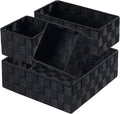 Posprica Small Black Baskets Cube Bin Container Tote, Woven Storage Baskets by Posprica