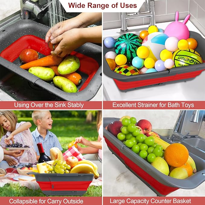 ROTTOGOON 7Qt Collapsible Colander Strainer, Expandable Over the Sink Colander - Image 3