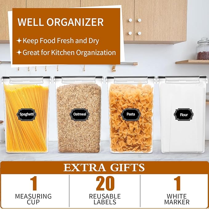 HKJ Chef 4 Pack Extra Large Airtight Food Storage Containers - Image 6