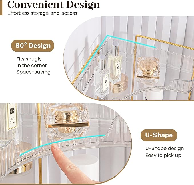 Aveniee Corner Bathroom Counter Organizer, Bathroom Countertop Shelf Makeup - Image 3