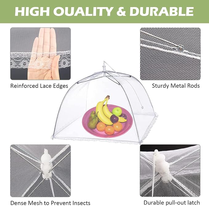 7 Pcs Food Covers for Outside, 17 inch Pop-up Umbrella Mesh Food Tents - Image 3