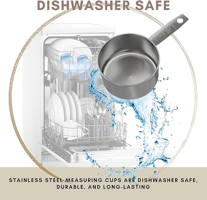 1 Cup Stainless Steel Measuring Cup | Sturdy Metal 250 ml | 240 cc | 8 oz | - Image 4