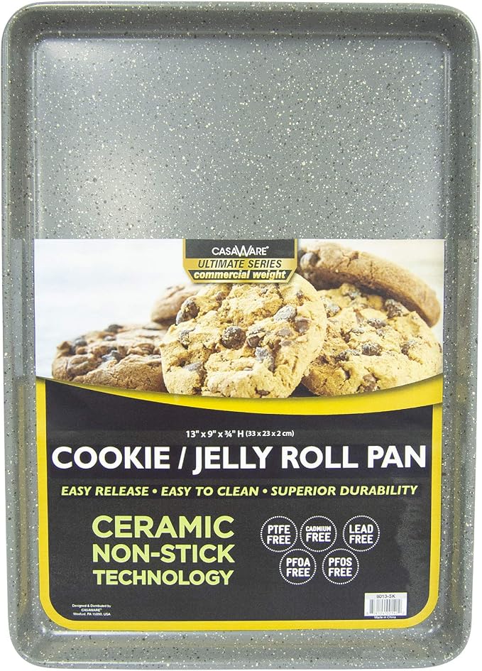 casaWare 3pc Ultimate Commercial Weight Cookie Sheet Set, Two 15 x 10-Inch Pans - Image 2
