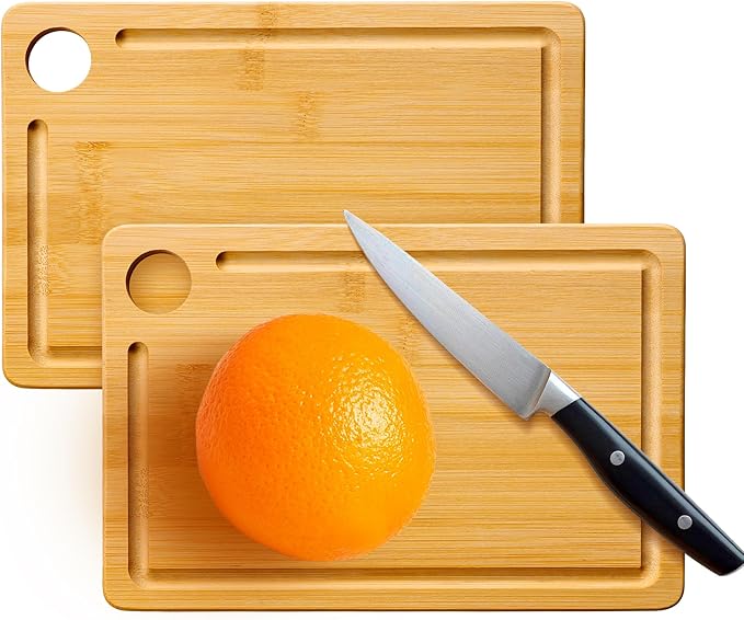 2 Pack Small Bamboo Wood Cutting Board by Socisen