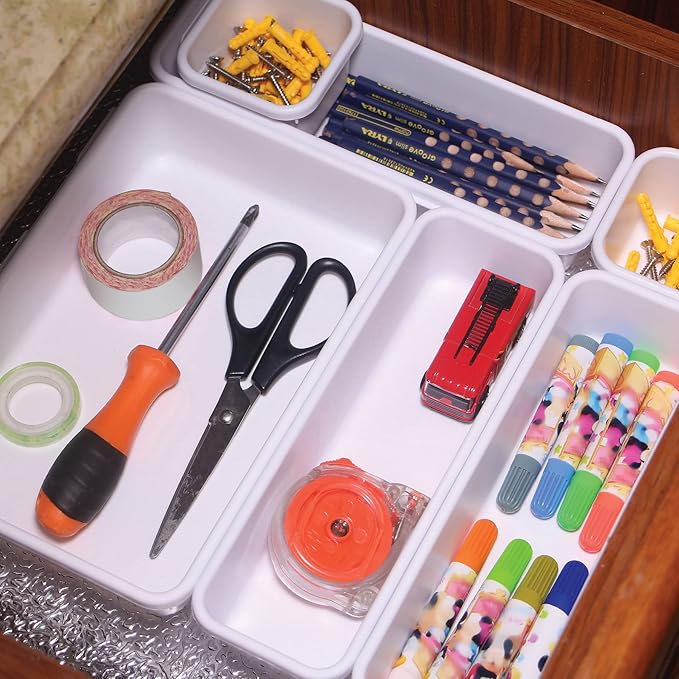 TENABORT 42 Pack Interlocking Desk Drawer Organizer Tray Dividers Plastic - Image 5