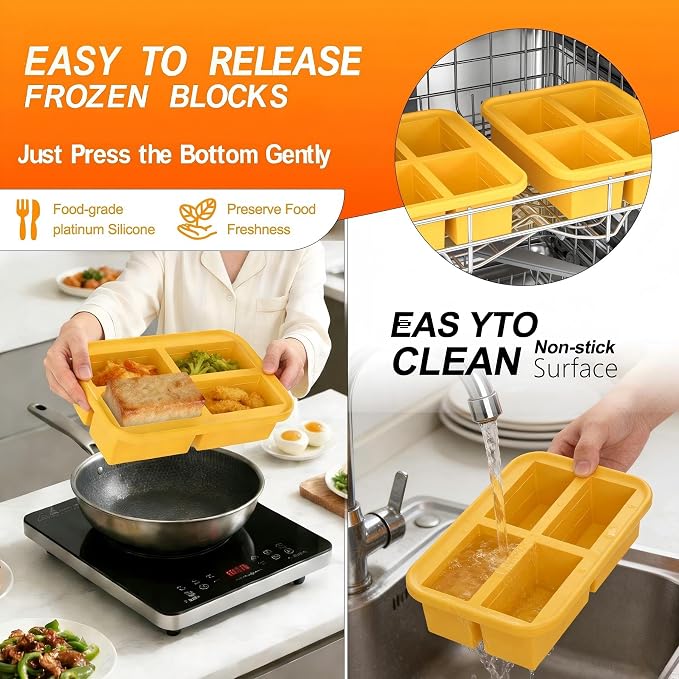 Bangp Silicone Freezer Tray for Soup Ice Cubes, 1-Cup Freezing Tray - Image 4