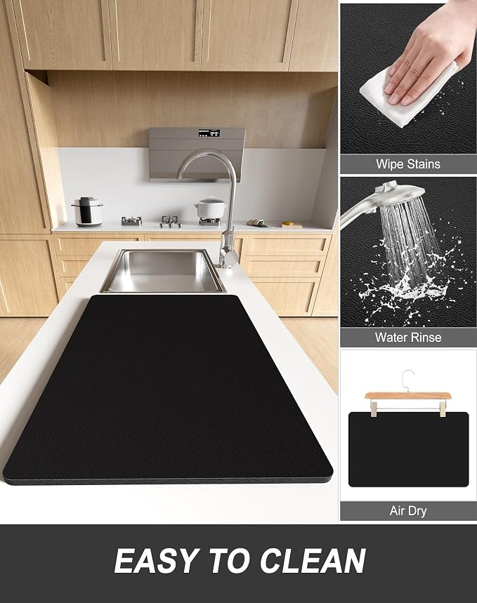 Rnivvi Dish Drying Mat for Kitchen Counter, 12 x 19" Super Absorbent Drainer - Image 6
