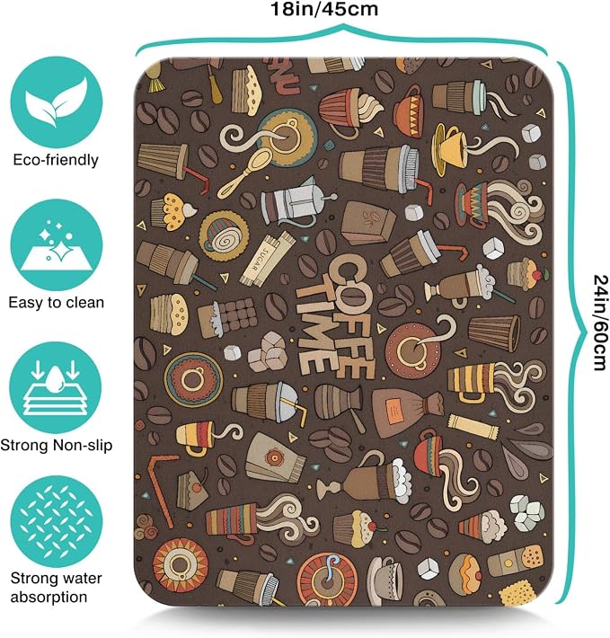 Coffee Bar Mat Accessories for Countertop Super Absorbent Anti-Slip Silicone - Image 5