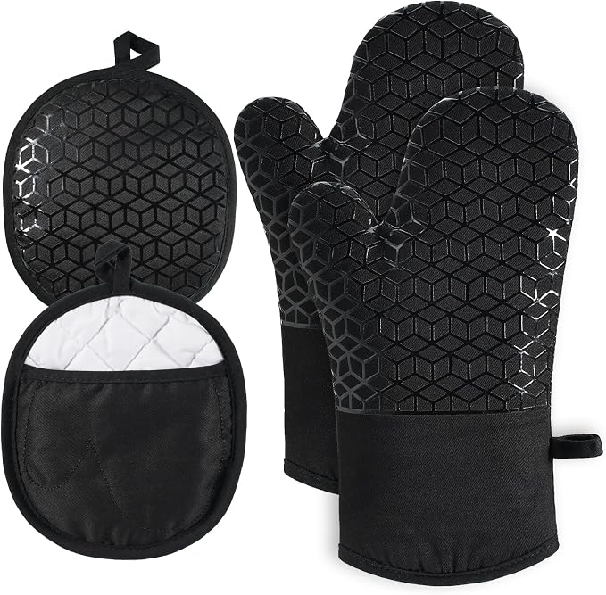 Oven Mitts and Pot Holders, 500 ℉ Heat Resistant Oven Mitts Sets, Silicone Oven by Startyourcomfortablelife