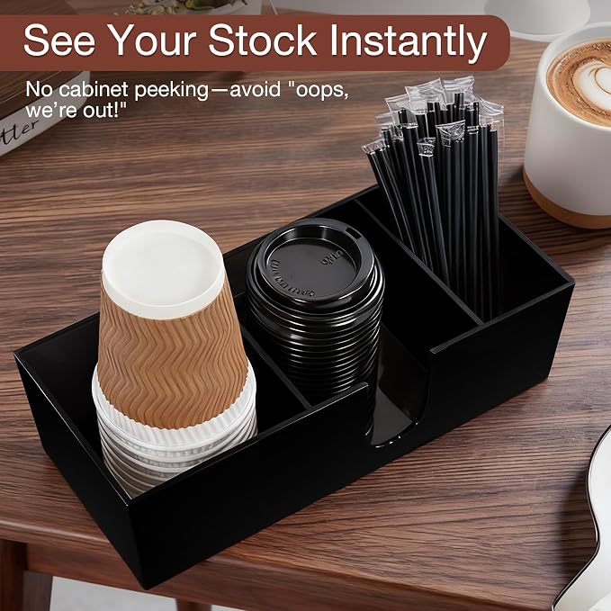 Acrylic Coffee Cup Holder for Countertop, 3 Slots Acrylic Coffee Bar - Image 4