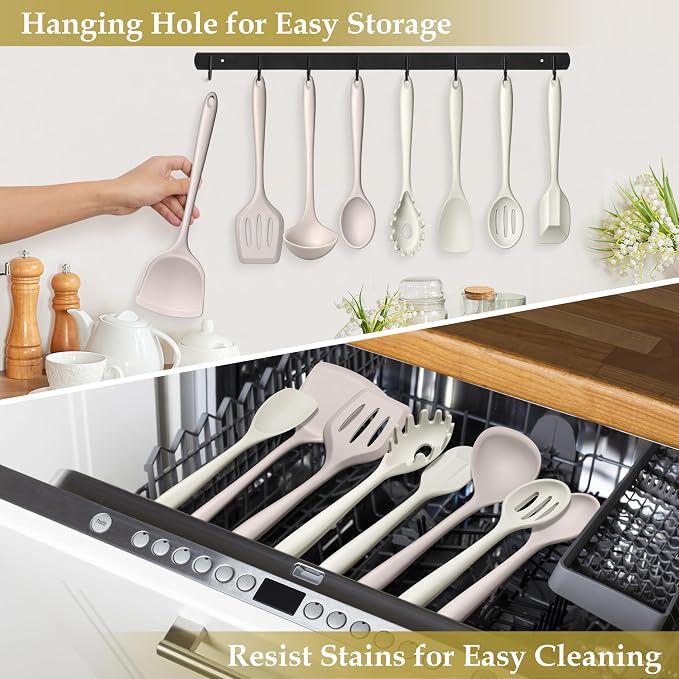 LIANYU 8Pcs Kitchen Utensils Set, Silicone Cooking Utensils Spatula Set - Image 8