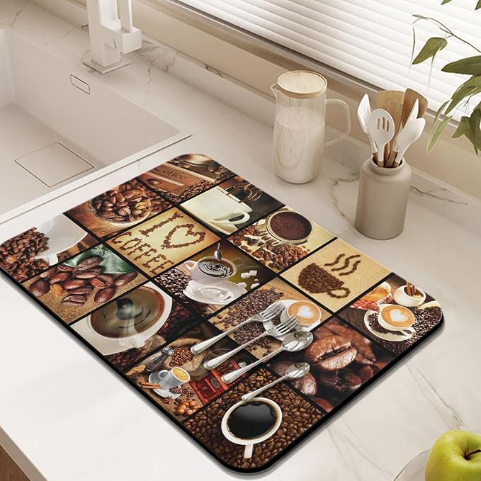 Coffee Bar Mat Accessories for Countertop Super Absorbent Anti-Slip Silicone - Image 3
