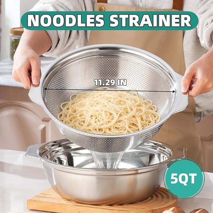 Colander for Kitchen Microporous, 5QT Strainer - Image 2