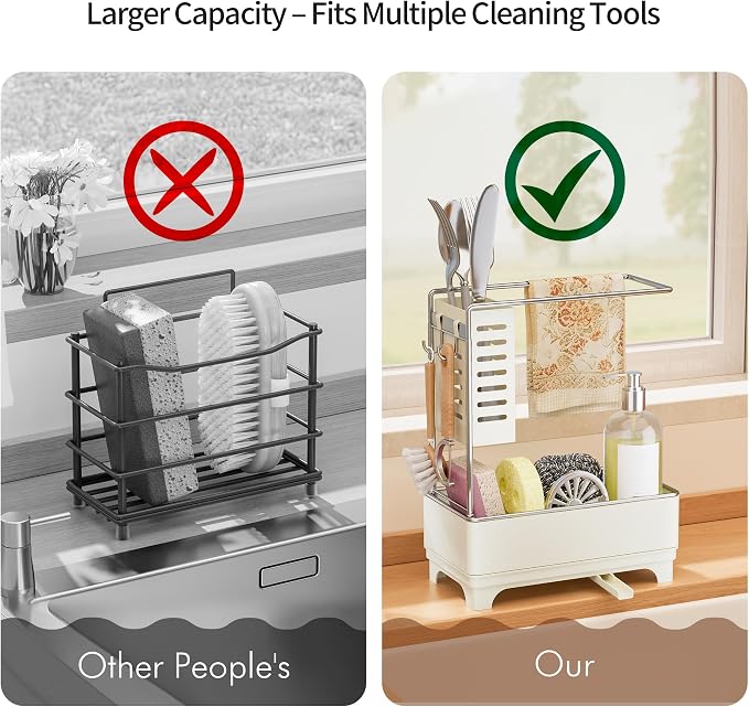 MOUKABAL Sponge Holder for Kitchen Sink, 2-Tier Sink Caddy Organizer - Image 5