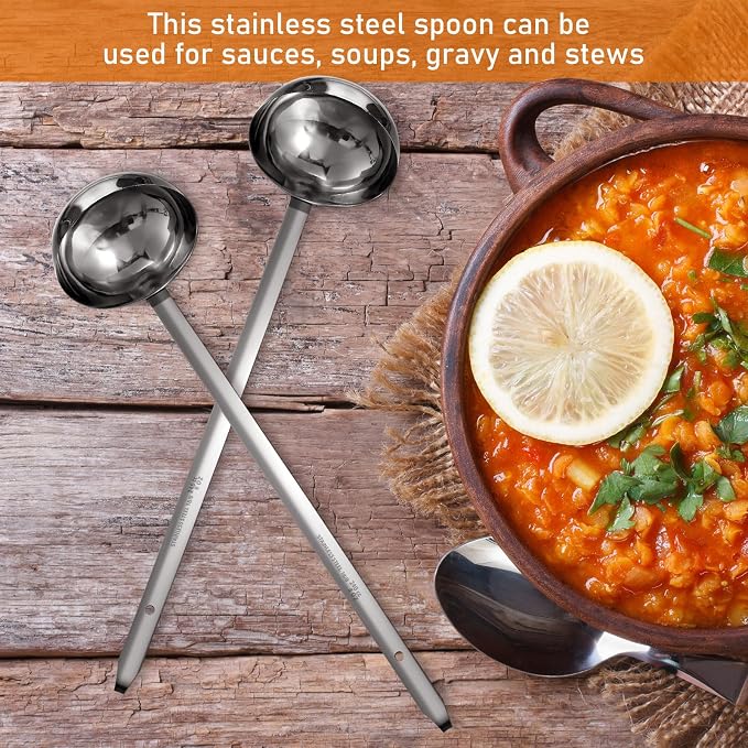 meekoo 3 Pieces Stainless Steel Ladle Soup Handle Ladle - Image 5