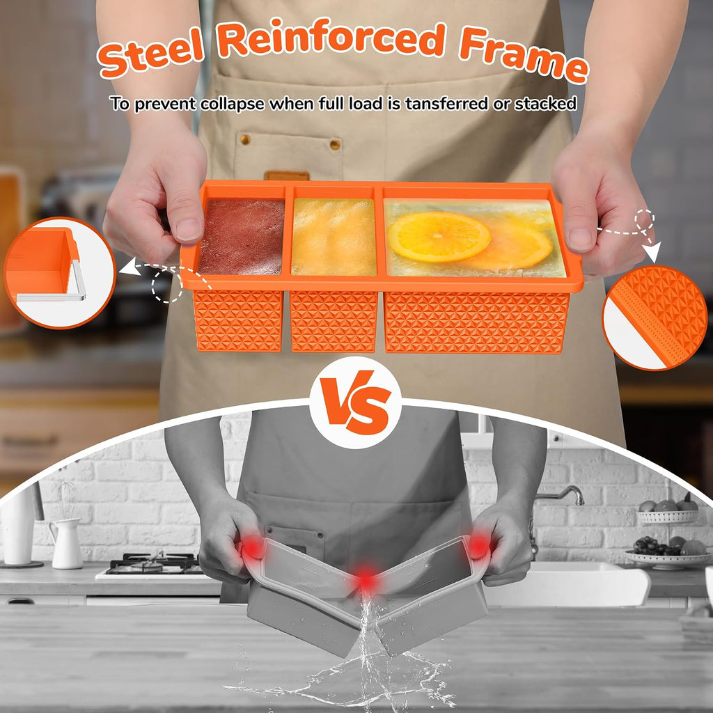 Silicone Freezer Trays with Lid (2-Pack), 1-Cup & 2-Cup Silicone Molds
