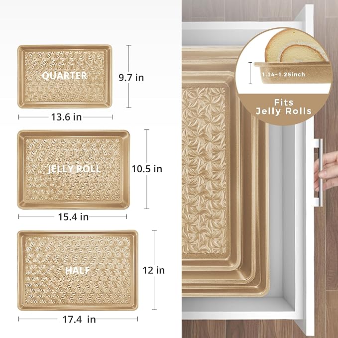 HONGBAKE Nonstick Baking Sheet Pan Set of 3, Cookie Sheets - Image 8