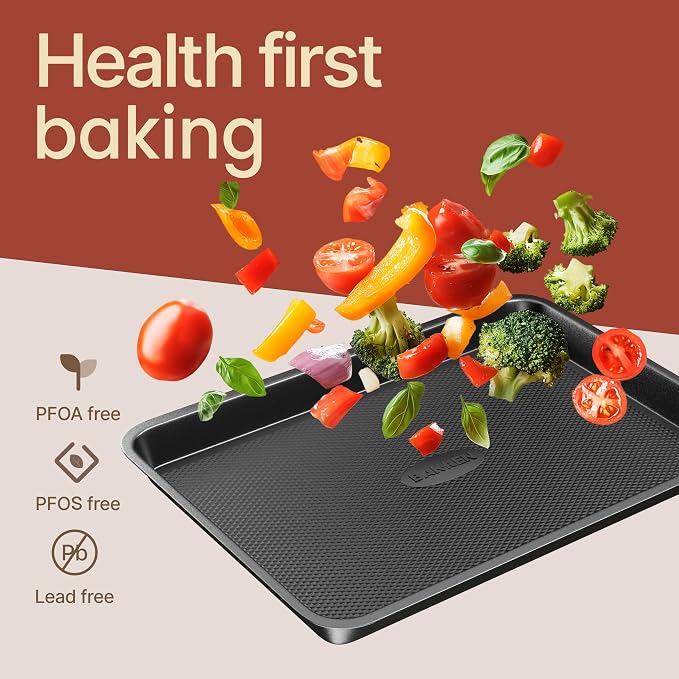 Diamond Bottom Cookie Sheet Set of 2, Nonstick Gray Carbon Steel Baking Pans - Image 7