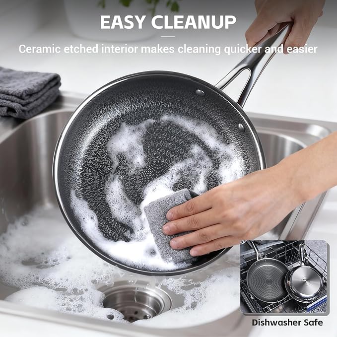 Ammeloo Hybrid Tri-Ply Stainless Steel Frying Pan Set, Non Stick Frying Pans - Image 6