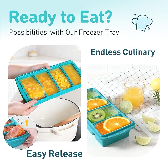 Silicone Freezer Tray With Lid Soup Freezer Container Molds with Steel - Image 5