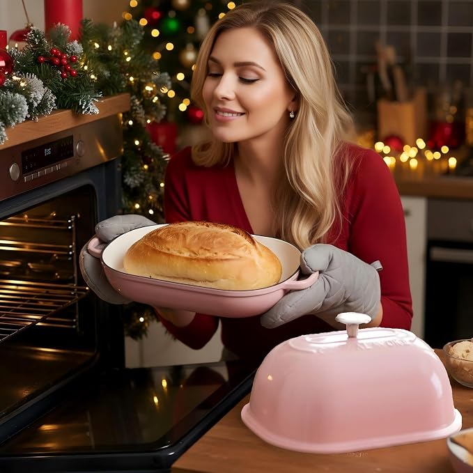 Cast Iron Bread Oven, 6 QT Bread Oven, Thick Enameled Loaf Pan - Image 4