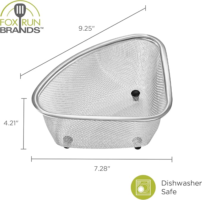 Fox Run Large Stainless Steel Triangular Colander, 3 Quart Pasta Strainer - Image 6