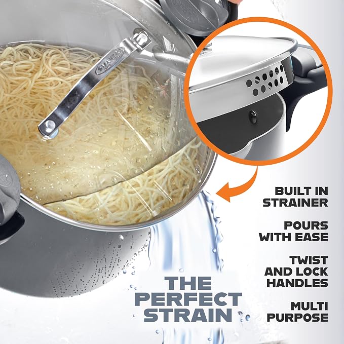 Gotham Steel 5 Quart Stock Pot Multipurpose Pasta Pot - Image 2