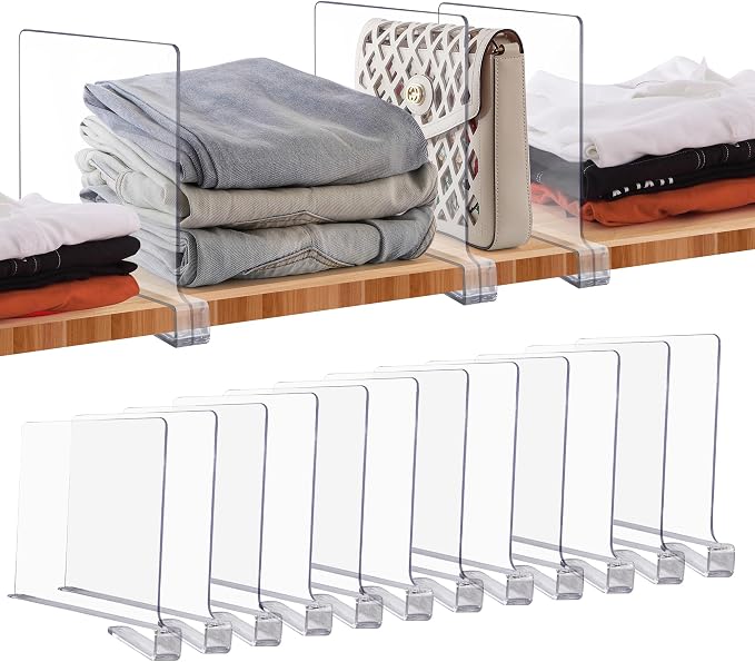 JOY DECOR 12 Pack Acrylic Clear Shelf Dividers by JOY+DECOR