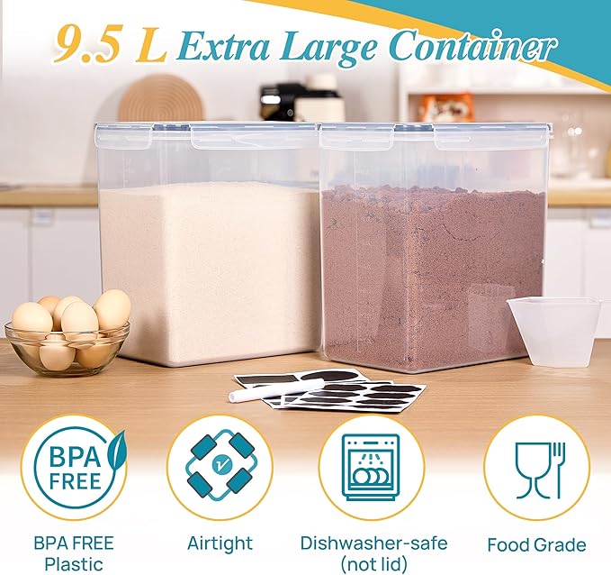 Vtopmart 9.5L 2 Pack Extra Large Flour Sugar Storage Containers - Image 3
