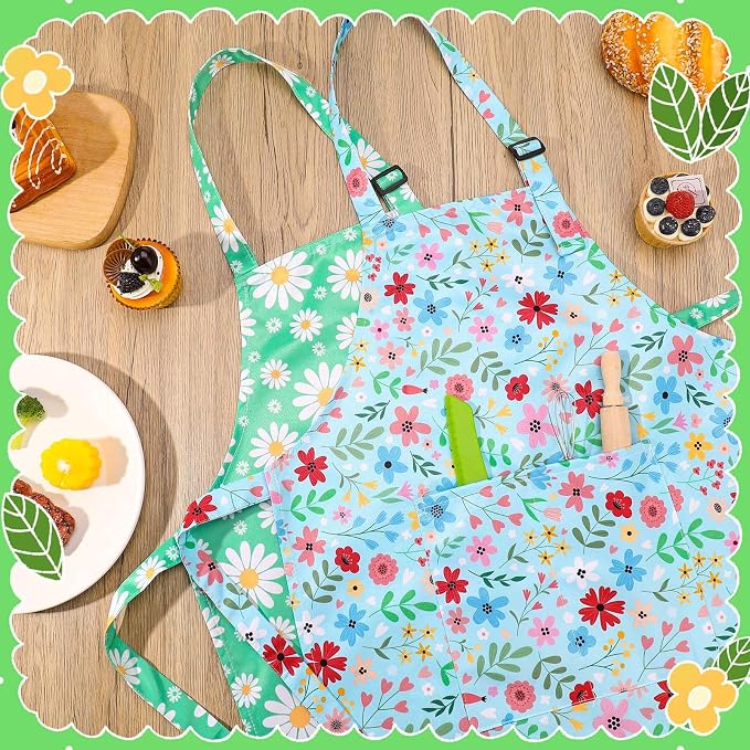2 Pack Kids Apron, Cute Cooking Aprons, Waterproof Art Apron - Image 5
