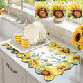 LOKHOM Scalloped Floral Dish Drying Mat, Cuttable Hide Stain Non-slip Drying Mat by LOKHOM
