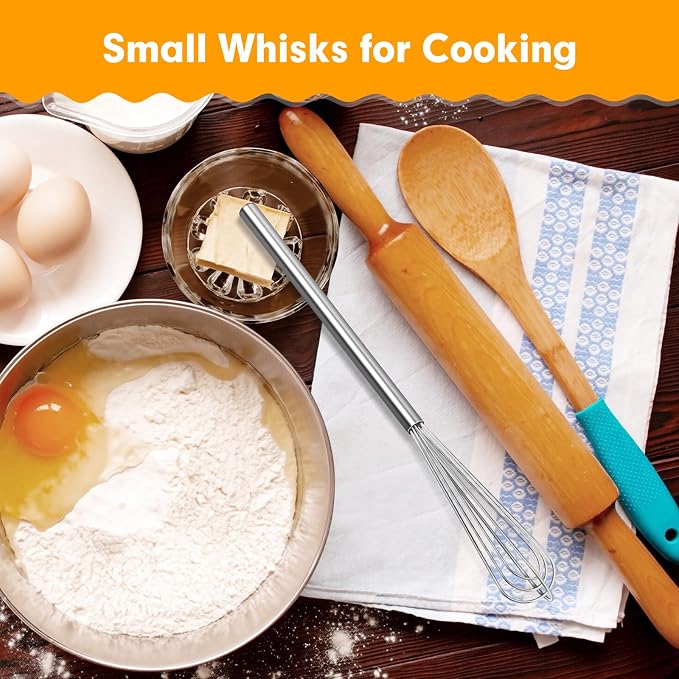 2 PCS Mini Whisk, Small Whisks for Cooking, Stainless Steel Mini Whisk Set - Image 3