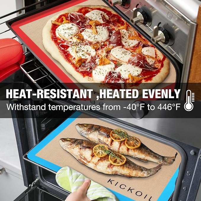 Silicone Baking Mat Set of 3 Non-Stick Baking Sheet - Image 4