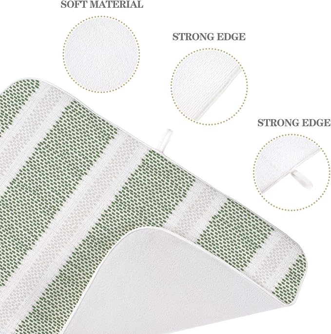 Boho Sage Green Dish Drying Mat 18 x 24 inch Modern Geometry Polka Dot Striped - Image 3