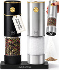 Rechargeable Salt and Pepper Grinder Stainless Steel – Electric Salt and Pepper by STYLEDSETTINGS